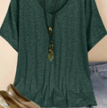 Plus Size V-Neck Short Sleeve Simple Casual Top